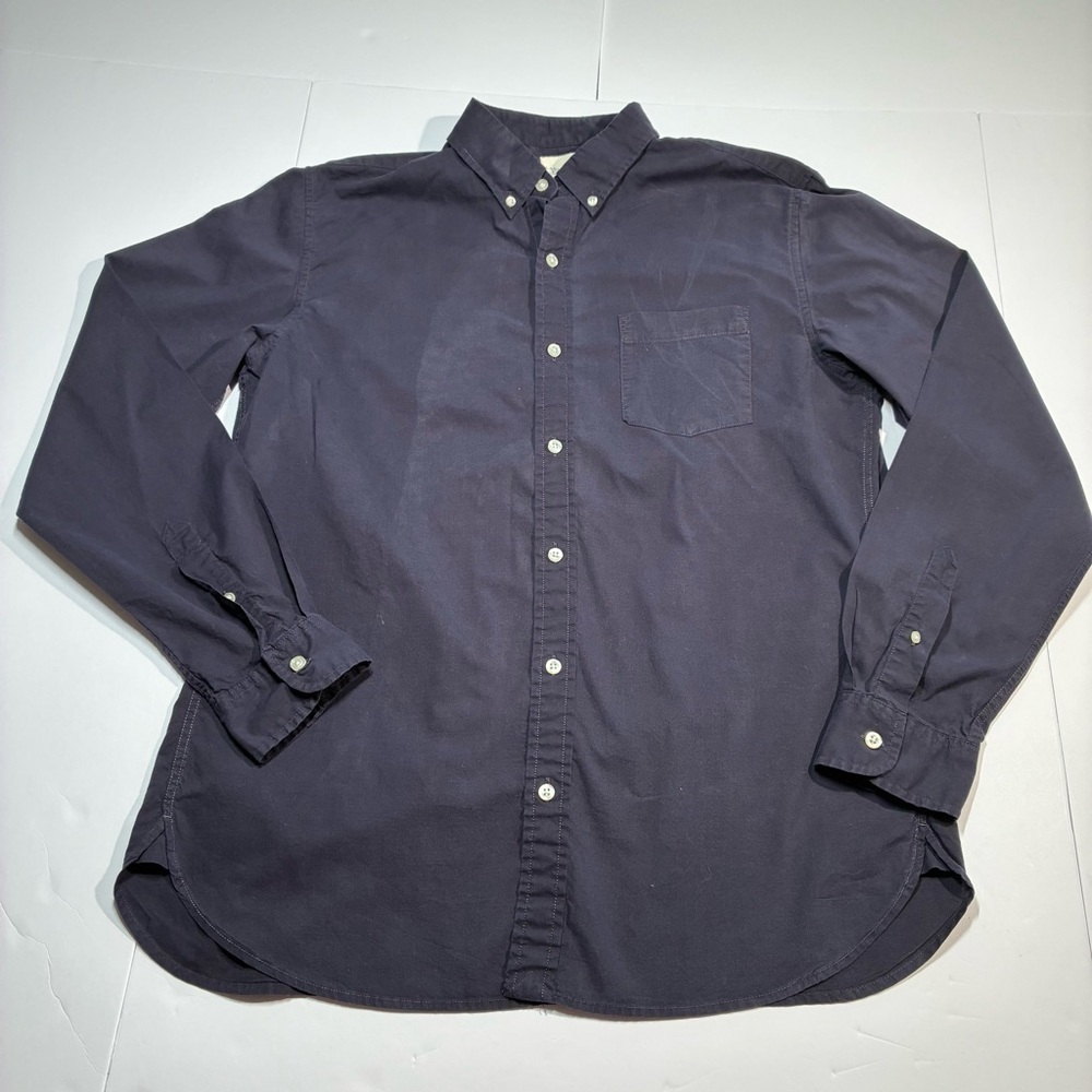 Lands' End Canvas 1963 Men’s Button Down Shirt Navy Blue Size Medium 15-15 1/2